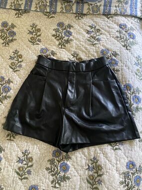 Zara Black Faux Leather High-Waist Women’s Shorts